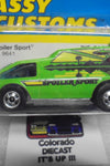 1975 HOT WHEELS CLASSY CUSTOMS GREEN SPOILER SPORT 2 REAR WNDOWS PATCH CARD