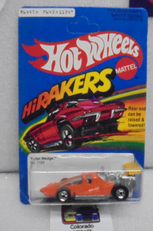 1981 HOT WHEELS HIRAKERS ORANGE TURBO WEDGE UNPUNCHED CARD