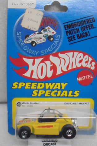 1977 HOT WHEELS SPEEDWAY SPECIALS YELLOW ROCK BUSTER PATCH CARD