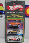 1986 HOT WHEELS STOCKING STUFFER w/CARGOYLE, REDLINER, FIREBIRD FUNNY CAR