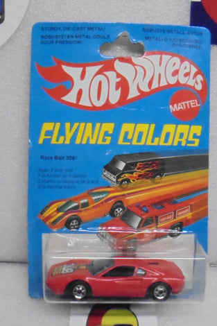 1979 HOT WHEELS FLYING COLORS RED RACE BAIT 308 FERRARI INTERNATIONAL CARD