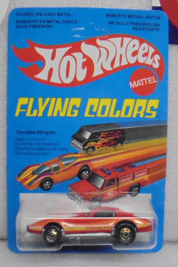 1979 HOT WHEELS FLYING COLORS RED CORVETTE STINGRAY UNPUNCHED INTERNATIONAL CARD