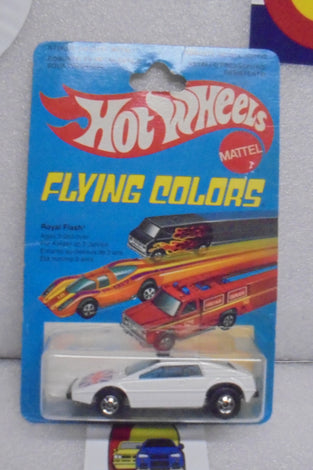 1979 HOT WHEELS FLYING COLORS WHITE ROYAL FLASH INTERNATIONAL CARD