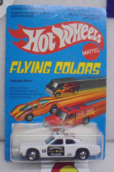 1979 HOT WHEELS FLYING COLORS WHITE HIGHWAY PATROL UNPUNCHED INTERNATIONAL CARD