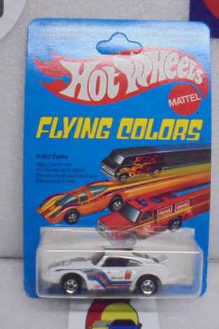 1979 HOT WHEELS FLYING COLORS WHITE P-911 TURBO PORSCHE UNPUNCHED INTERNATIONAL CARD