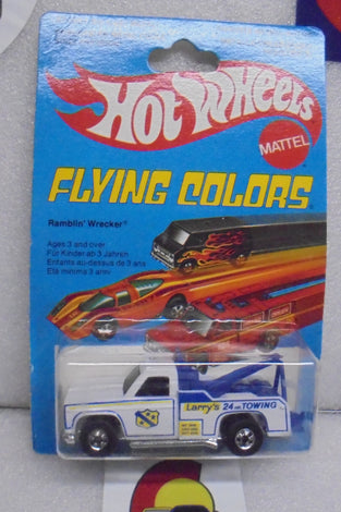 1979 HOT WHEELS FLYING COLORS WHITE RAMBLIN' WRECKER INTERNATIONAL CARD