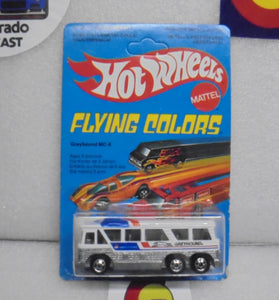 1979 HOT WHEELS FLYING COLORS WHITE GREYHOUND MC-8 UNPUNCHED INTERNATIONAL CARD
