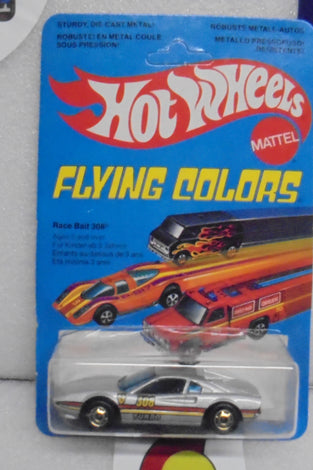 1979 HOT WHEELS FLYING COLORS SILVER RACE BAIT 308 FERRARI UNPUNCHED INTERNATIONAL CARD