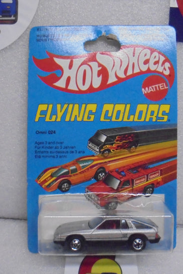 1979 HOT WHEELS FLYING COLORS SILVER OMNI 024 INTERNATIONAL CARD