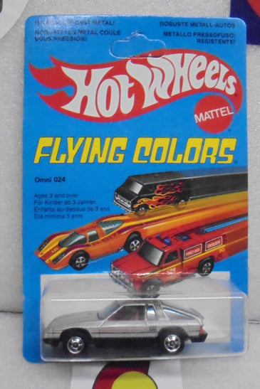 1979 HOT WHEELS FLYING COLORS SILVER OMNI 024 UNPUNCHED INTERNATIONAL CARD