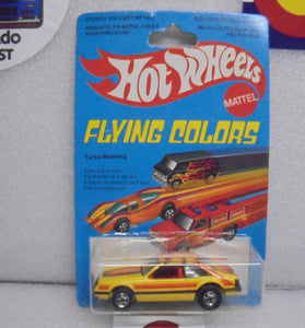 1979 HOT WHEELS FLYING COLORS YELLOW TURBO MUSTANG INTERNATIONAL CARD