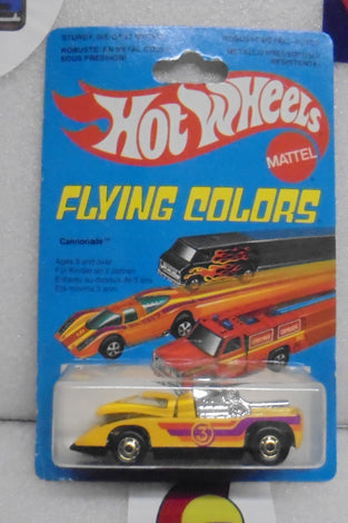 1979 HOT WHEELS FLYING COLORS YELLOW CANNONADE INTERNATIONAL CARD