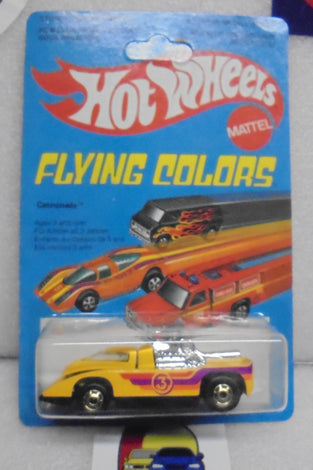 1979 HOT WHEELS FLYING COLORS YELLOW CANNONADE UNPUNCHED INTERNATIONAL CARD