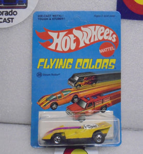 1975 HOT WHEELS FLYING COLORS YELLOW STEAM ROLLER UNPUNCHED CARD
