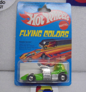 1979 HOT WHEELS FLYING COLORS ENAMEL GREEN BUBBLE GUNNER INTERNATIONAL CARD