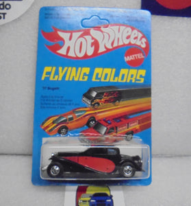 1979 HOT WHEELS FLYING COLORS BLACK '37 BUGATTI UNPUNCHED INTERNATIONAL CARD
