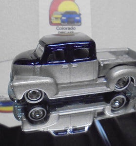 LOOSE HOT WHEELS BLUE/SILVER 50'S CHEVY TRUCK w/RR'S