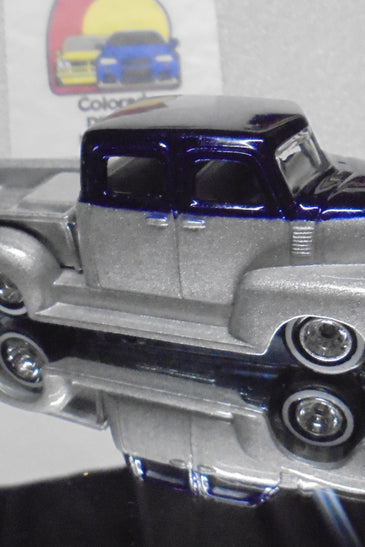 LOOSE HOT WHEELS BLUE/SILVER 50'S CHEVY TRUCK w/RR'S