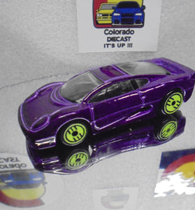 LOOSE HOT WHEELS REVEALERS PURPLE JAGUAR XJ220 w/LIME ULTRA HOTS