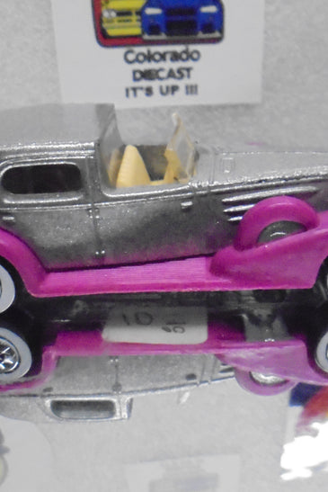 LOOSE HOT WHEELS PINK/SILVER '35 CLASSIC CADDY w/WHITEWALLS
