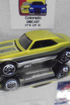 LOOSE HOT WHEELS SATIN GREEN '67 CHEVY CAMARO w/OPENING HODD & METAL BASE