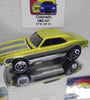 LOOSE HOT WHEELS SATIN GREEN '67 CHEVY CAMARO w/OPENING HODD & METAL BASE