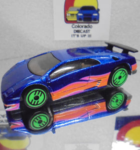 LOOSE HOT WHEELS BLUE REVEALERS LAMBORGHINI DIABLO w/GREEN ULTRA HOTS