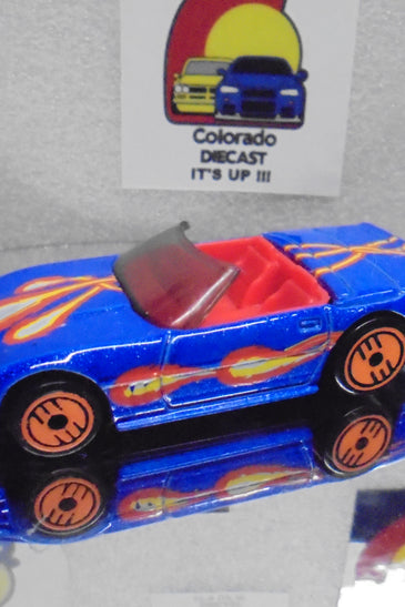 LOOSE HOT WHEELS BLUE REVEALERSCUSTOM CORVETTE w/ORANGE ULTRA HOTS