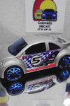 LOOSE HOT WHEELS SILVER VOLKSWAGEN NEW BEETLE CUP w/BLUE 10 SPOKES