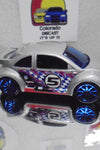 LOOSE HOT WHEELS SILVER VOLKSWAGEN NEW BEETLE CUP w/BLUE 10 SPOKES