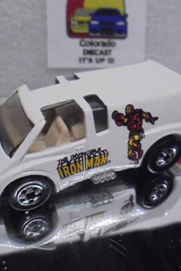 Loose Hot Wheels White Iron Man Vette Van w/Blackwalls