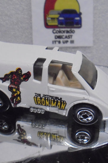 Loose Hot Wheels White Iron Man Vette Van w/Blackwalls