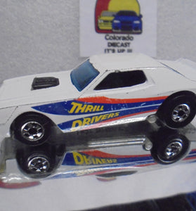 Loose Hot Wheels White Thrill Drivers Torino Stocker w/Blackwalls Minor Wear