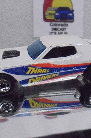 Loose Hot Wheels White Thrill Drivers Torino Stocker w/Blackwalls Minor Wear