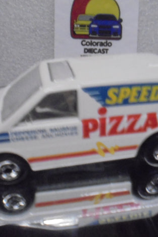 Loose Hot Wheels White Speedie Pizza Ford Aerostar Van w/Blackwalls