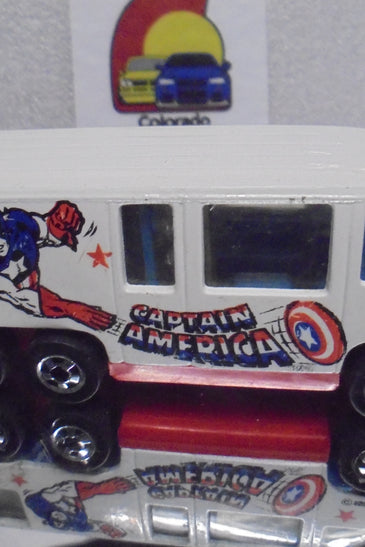 Loose Hot Wheels White Captain America GMC Motorhome w/Blackwalls