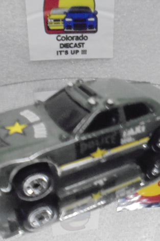 Loose Hot Wheels Green Star Taxi Police Car w/Blackwalls High Edge Wear