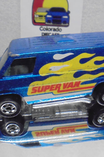 Loose Hot Wheels Blue Super Van w/Blackwalls High Edge Wear