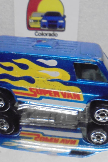 Loose Hot Wheels Blue Super Van w/Blackwalls High Edge Wear