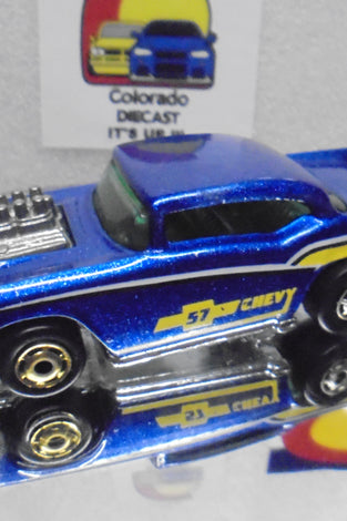 Loose Hot Wheels Blue '57 Chevy Bel Air w/GHO's