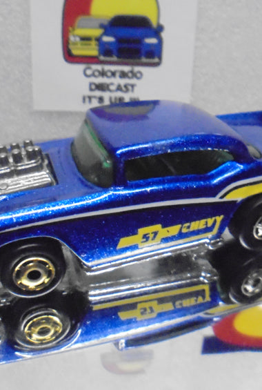 Loose Hot Wheels Blue '57 Chevy Bel Air w/GHO's