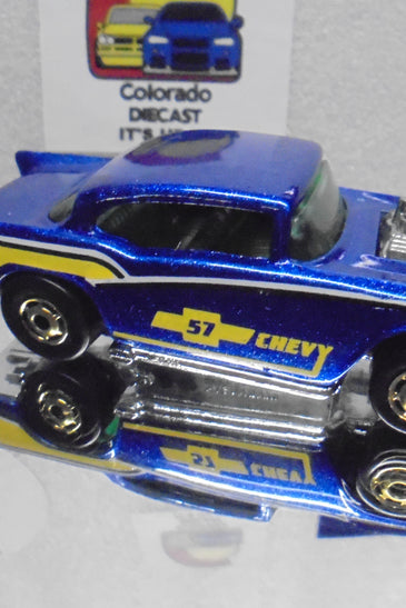 Loose Hot Wheels Blue '57 Chevy Bel Air w/GHO's