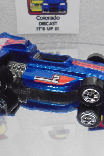 Loose Hot Wheels Blue #2 Racer w/Blackwalls