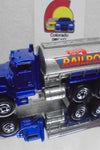Loose Hot Wheels Blue Peterbilt Railroad Tanker Truck w/Blackwalls