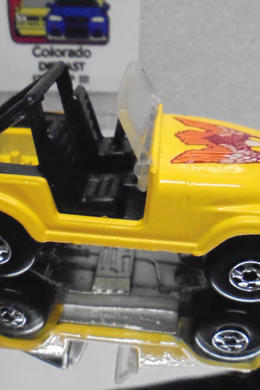 Loose Hot Wheels Yellow Roll Patrol Jeep w/Blackwalls