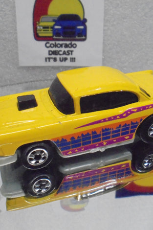 Loose Hot Wheels Yellow '55 Chevy Bel Air w/Blackwalls