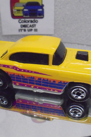 Loose Hot Wheels Yellow '55 Chevy Bel Air w/Blackwalls