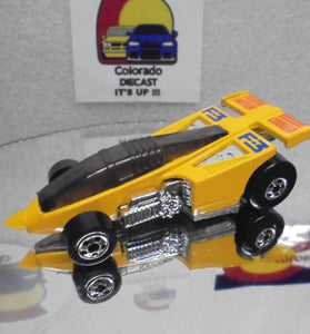 Loose Hot Wheels Yellow Jet Threat Blue Tampo w/Blackwalls