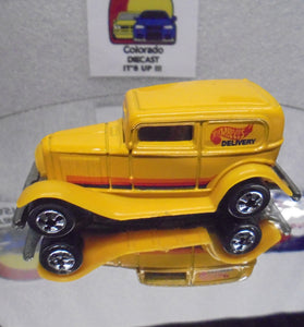 Loose Hot Wheels Yellow '32 Sedan Delivery Blue Stripe w/Blackwalls