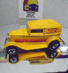 Loose Hot Wheels Yellow '32 Sedan Delivery Purple Stripe w/Blackwalls